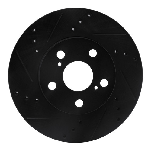 R1 10-17 Lexus CT200H Front Left Drilled & Slotted Black Brake Rotor