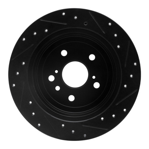 R1 09-15 Toyota Venza Rear Left Drilled & Slotted Black Brake Rotor