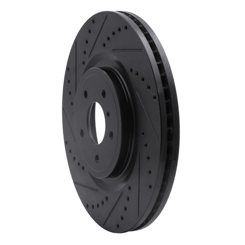 R1 08-25 Infiniti QX70 Front Left Drilled & Slotted Black Brake Rotor