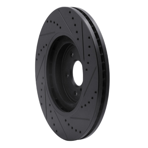 R1 08-25 Infiniti QX70 Front Left Drilled & Slotted Black Brake Rotor