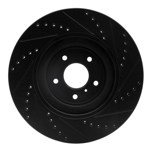 R1 08-25 Infiniti QX70 Front Left Drilled & Slotted Black Brake Rotor