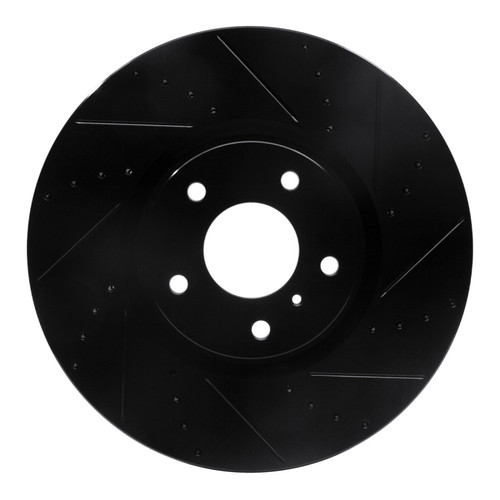 R1 07-15 Infiniti G35 Front Right Drilled & Slotted Black Brake Rotor