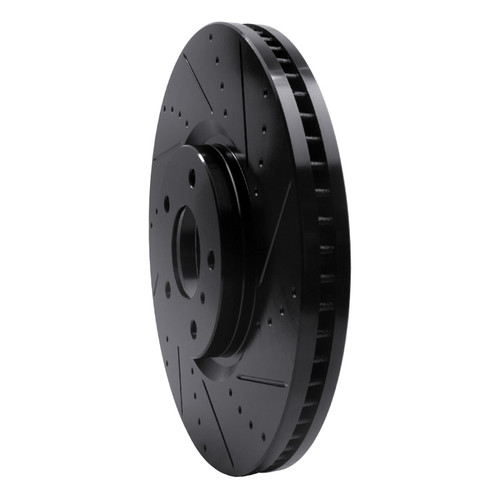 R1 07-15 Infiniti G35 Front Right Drilled & Slotted Black Brake Rotor