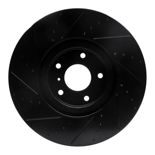 R1 07-15 Infiniti G35 Front Right Drilled & Slotted Black Brake Rotor