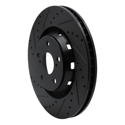 R1 09-15 Toyota Venza Front Left Drilled & Slotted Black Brake Rotor