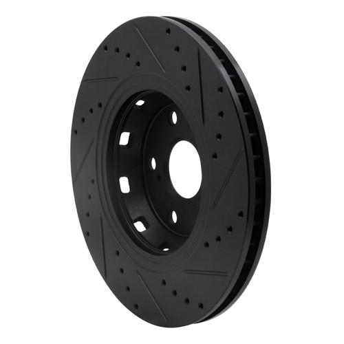 R1 09-15 Toyota Venza Front Left Drilled & Slotted Black Brake Rotor