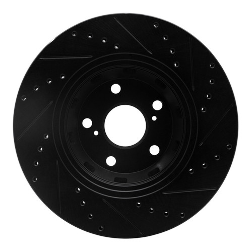 R1 09-15 Toyota Venza Front Left Drilled & Slotted Black Brake Rotor