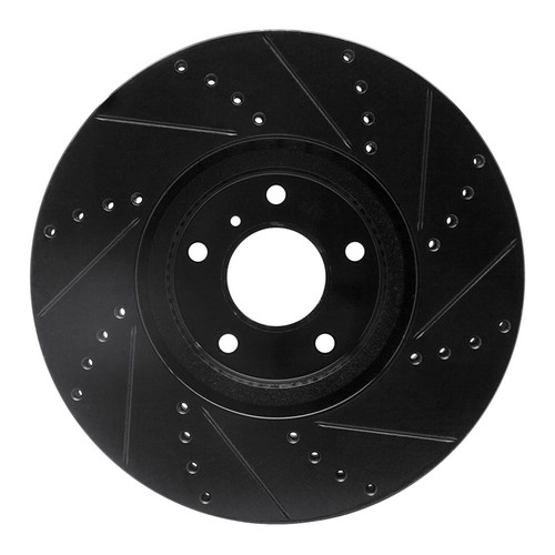 R1 07-15 Infiniti Q60 Front Left Drilled & Slotted Black Brake Rotor