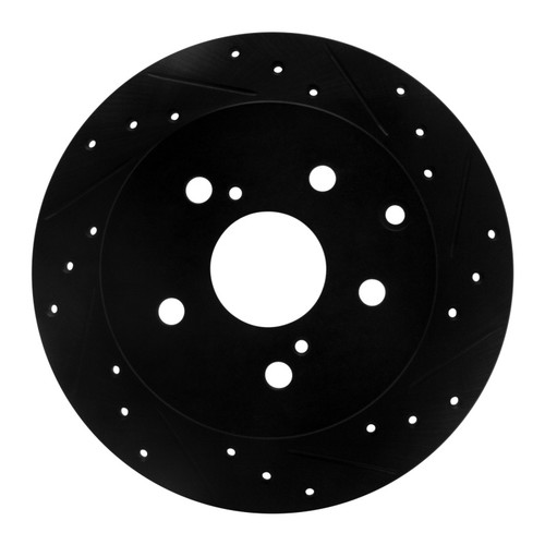 R1 09-13 Pontiac Vibe Rear Right Drilled & Slotted Black Brake Rotor