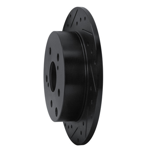 R1 09-13 Pontiac Vibe Rear Left Drilled & Slotted Black Brake Rotor