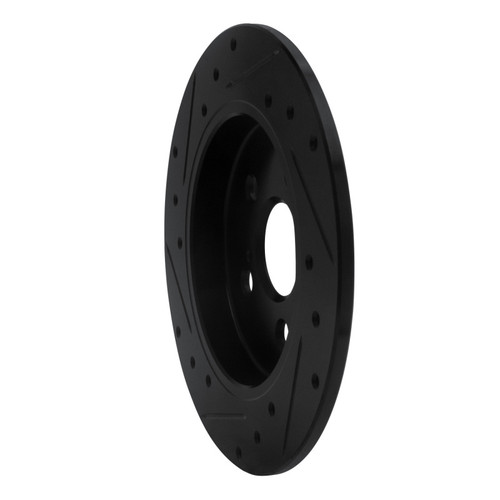 R1 09-24 Lexus CT200H Rear Right Drilled & Slotted Black Brake Rotor