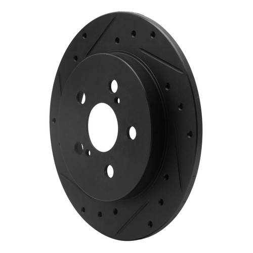 R1 09-24 Lexus CT200H Rear Left Drilled & Slotted Black Brake Rotor