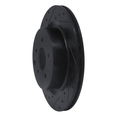 R1 03-08 Infiniti G35 Rear Left Drilled & Slotted Black Brake Rotor