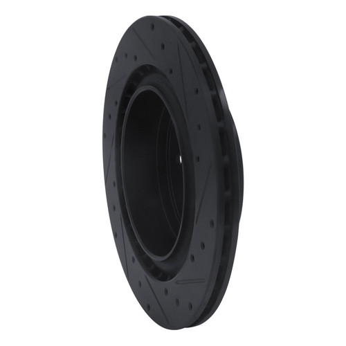 R1 03-08 Infiniti G35 Rear Left Drilled & Slotted Black Brake Rotor