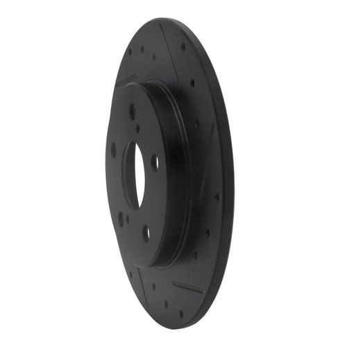 R1 08-18 Pontiac Vibe Rear Right Drilled & Slotted Black Brake Rotor