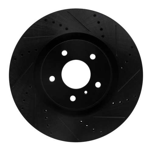 R1 03-08 Infiniti G35 Front Right Drilled & Slotted Black Brake Rotor