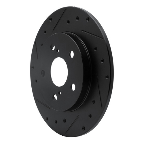 R1 08-18 Pontiac Vibe Rear Left Drilled & Slotted Black Brake Rotor