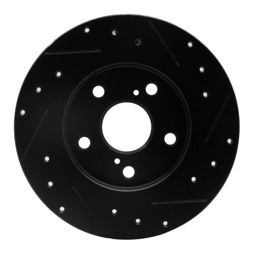 R1 08-18 Pontiac Vibe Rear Left Drilled & Slotted Black Brake Rotor