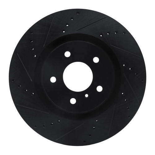 R1 03-08 Infiniti G35 Front Left Drilled & Slotted Black Brake Rotor