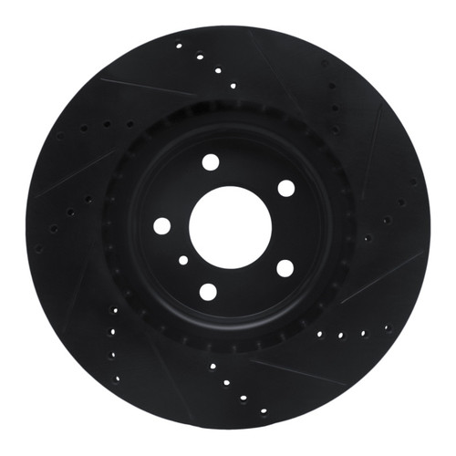 R1 03-08 Infiniti G35 Front Left Drilled & Slotted Black Brake Rotor