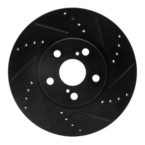 R1 08-19 Pontiac Vibe Front Right Drilled & Slotted Black Brake Rotor