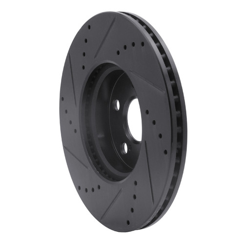 R1 08-19 Pontiac Vibe Front Right Drilled & Slotted Black Brake Rotor