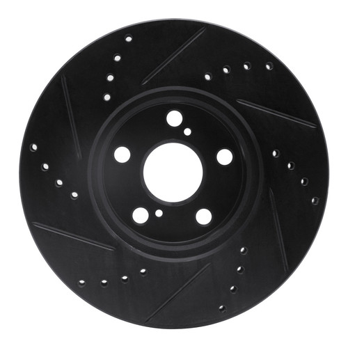 R1 08-19 Pontiac Vibe Front Right Drilled & Slotted Black Brake Rotor