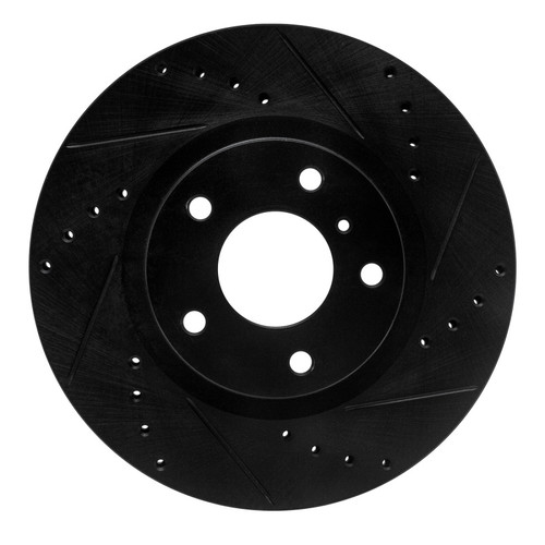 R1 03-05 Infiniti G35 Front Right Drilled & Slotted Black Brake Rotor