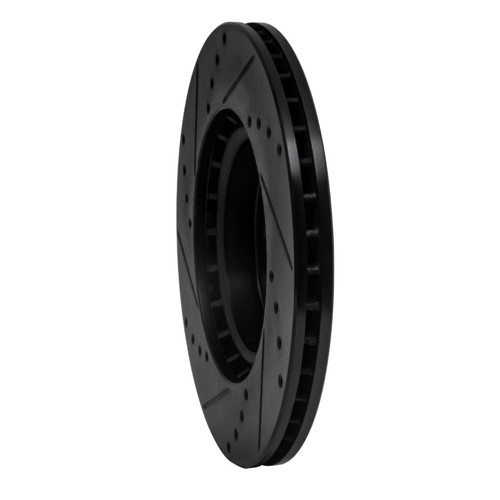 R1 03-05 Infiniti G35 Front Right Drilled & Slotted Black Brake Rotor