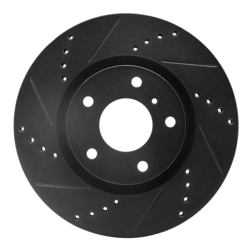 R1 03-05 Infiniti G35 Front Left Drilled & Slotted Black Brake Rotor