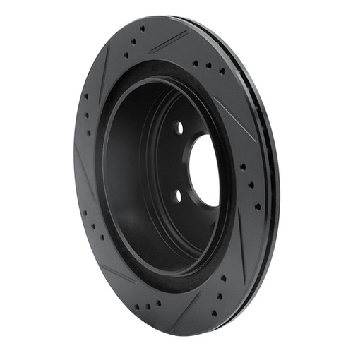 R1 02-06 Infiniti Q45 Rear Right Drilled & Slotted Black Brake Rotor