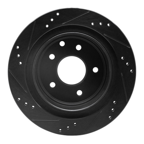 R1 02-06 Infiniti Q45 Rear Right Drilled & Slotted Black Brake Rotor