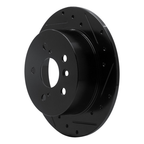 R1 07-12 Lexus ES350 Rear Right Drilled & Slotted Black Brake Rotor