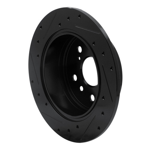 R1 07-12 Lexus ES350 Rear Right Drilled & Slotted Black Brake Rotor