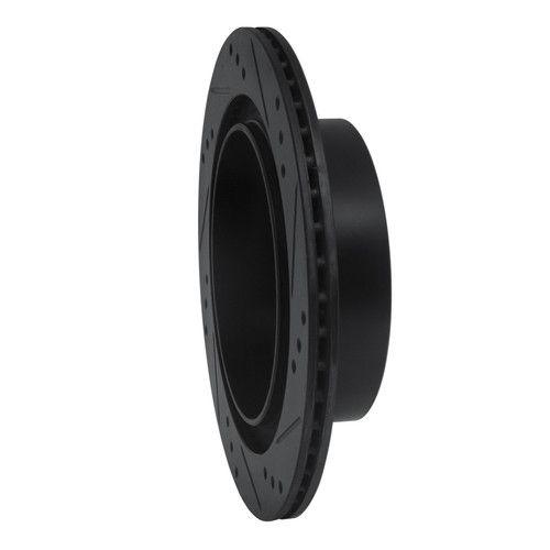 R1 02-06 Infiniti M45 Rear Left Drilled & Slotted Black Brake Rotor