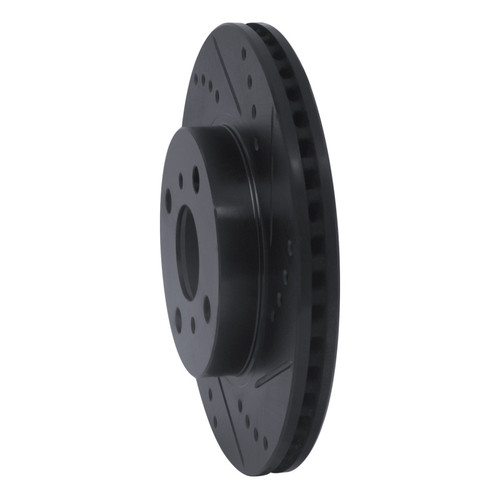 R1 06-19 Scion IQ Front Right Drilled & Slotted Black Brake Rotor