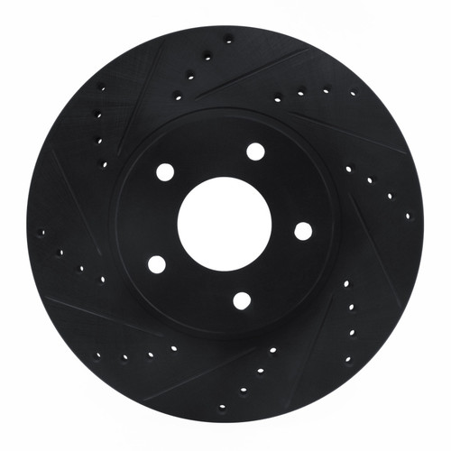 R1 97-01 Infiniti Q45 Front Left Drilled & Slotted Black Brake Rotor