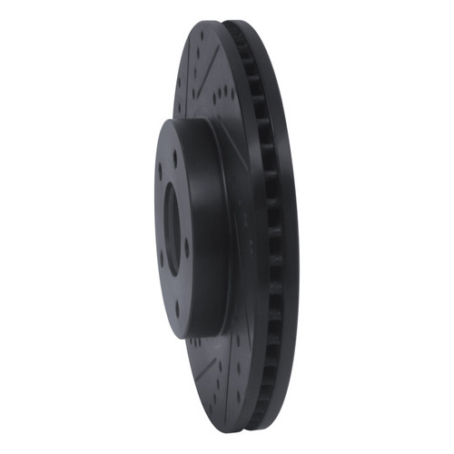 R1 97-01 Infiniti Q45 Front Left Drilled & Slotted Black Brake Rotor