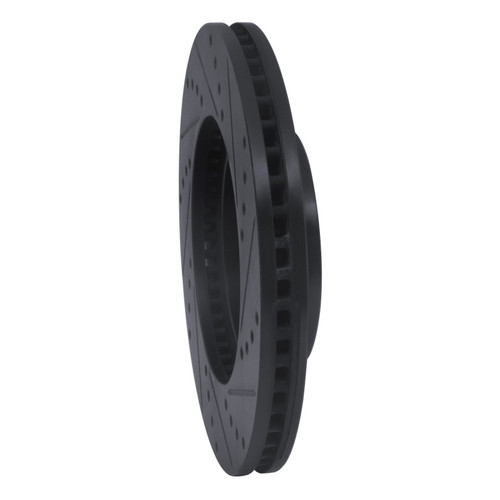 R1 97-01 Infiniti Q45 Front Left Drilled & Slotted Black Brake Rotor