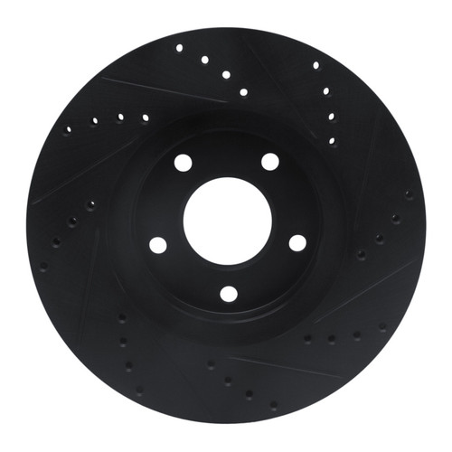 R1 97-01 Infiniti Q45 Front Left Drilled & Slotted Black Brake Rotor