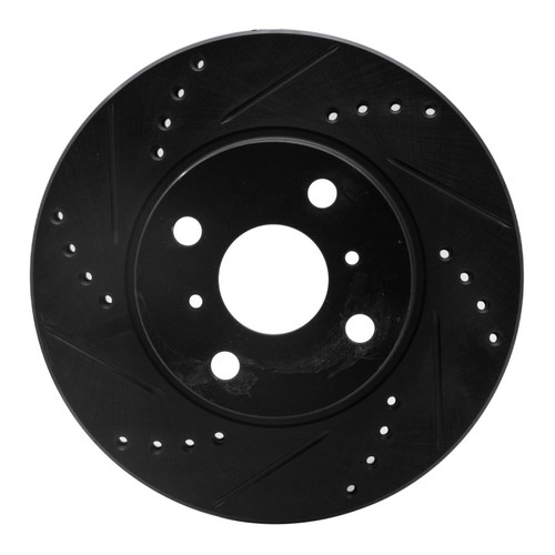 R1 06-19 Scion IQ Front Left Drilled & Slotted Black Brake Rotor