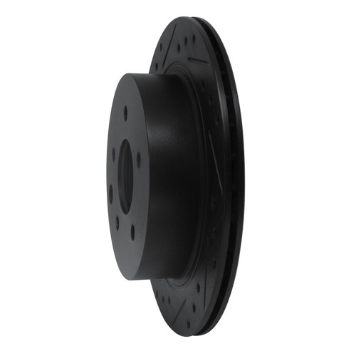 R1 93-01 Infiniti Q45 Rear Left Drilled & Slotted Black Brake Rotor