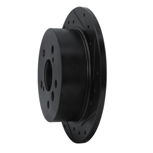 R1 02-08 Lexus ES300 Rear Right Drilled & Slotted Black Brake Rotor