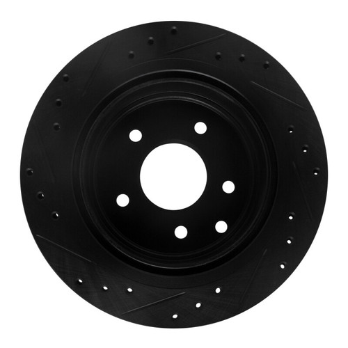 R1 93-01 Infiniti Q45 Rear Right Drilled & Slotted Black Brake Rotor