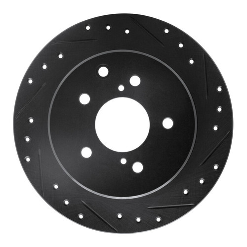 R1 90-96 Infiniti Q45 Rear Right Drilled & Slotted Black Brake Rotor