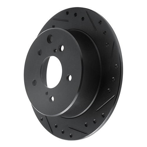 R1 90-96 Infiniti Q45 Rear Right Drilled & Slotted Black Brake Rotor