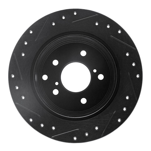 R1 90-96 Infiniti Q45 Rear Right Drilled & Slotted Black Brake Rotor