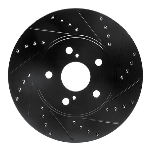 R1 02-15 Lexus ES300 Front Right Drilled & Slotted Black Brake Rotor