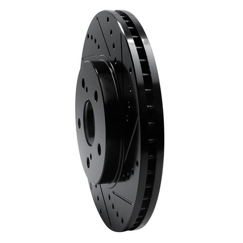 R1 02-15 Lexus ES300 Front Right Drilled & Slotted Black Brake Rotor