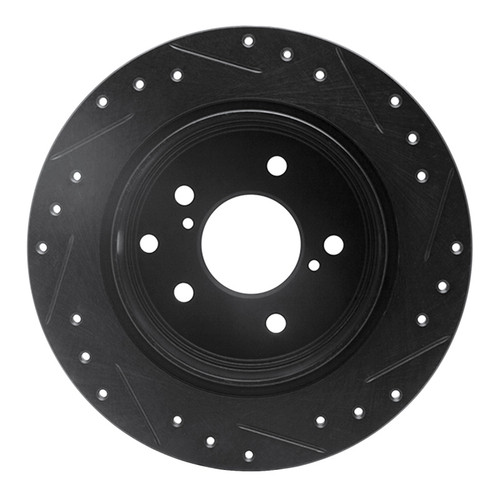 R1 90-96 Infiniti Q45 Rear Left Drilled & Slotted Black Brake Rotor